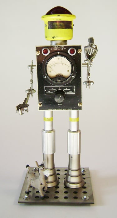 Assemblage robot named Shrek by Santa Barbara artist Tal Avitzur.