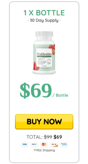 Bottle of ProDentim probiotic supplement supporting dental and gum health