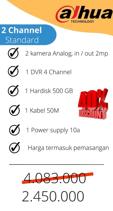 paket cctv 2 channel dahua termurah