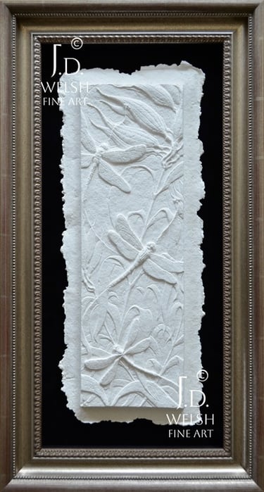 Wetland Whorled - Milkweed and Dragonfly Relief Sculpture - Cast Cotton - Jeremiah D Welsh