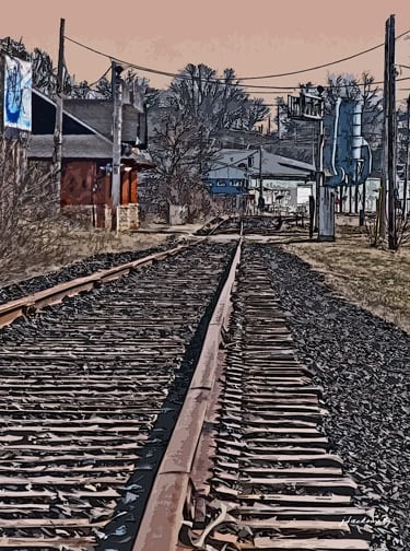 Approaching the TH&B Station heading east 2305