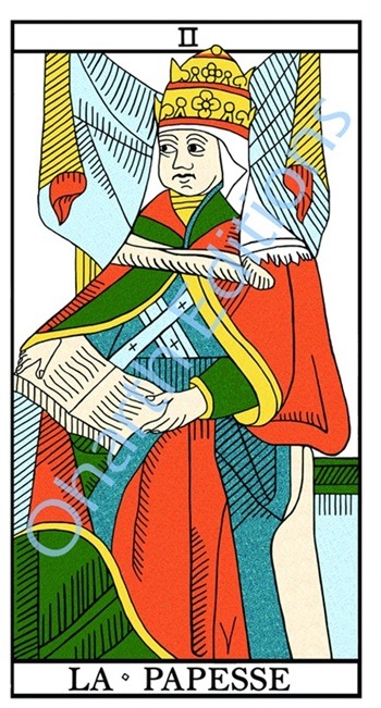 Papesse extrait du livre Tarot de Marseille le sens par l'image