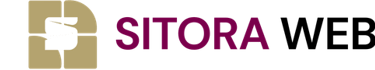SITORA brand logo with gold geometric icon and purple text on a black background.