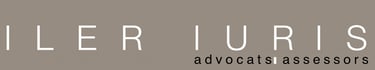Iler Iuris logo featuring white text on a brown background for advocats i assessors legal services.