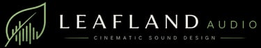 Leafland Audio Logo für cineastisches Sounddesign mit einem markanten grünen Blatt