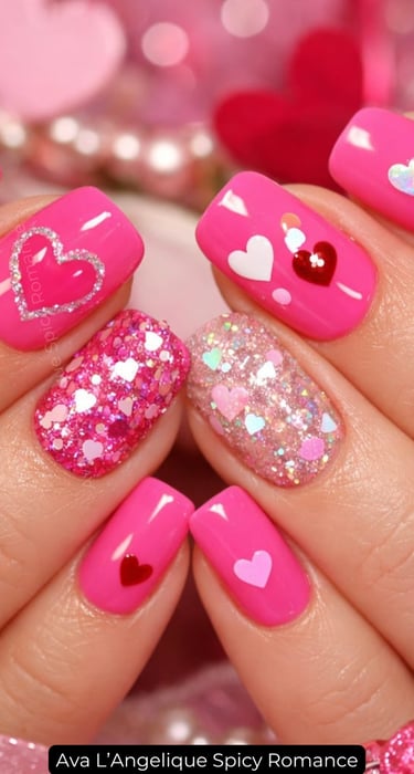 By Ava L’Angelique. Pink nail ideas for playful feminine confidence