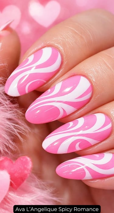 By Ava L’Angelique. Cute pink nails with eye-catching confident style