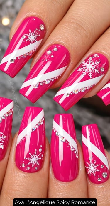 By Ava L’Angelique. Flirty pink nails for cocktails and girls night manicure