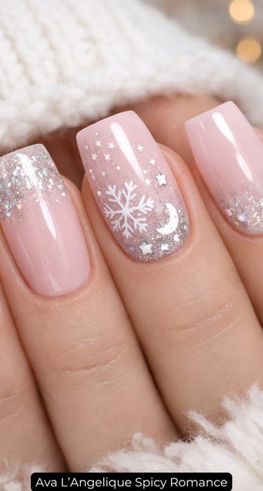 By Ava L’Angelique. Romantic pink nails with glossy finish for subtle attraction