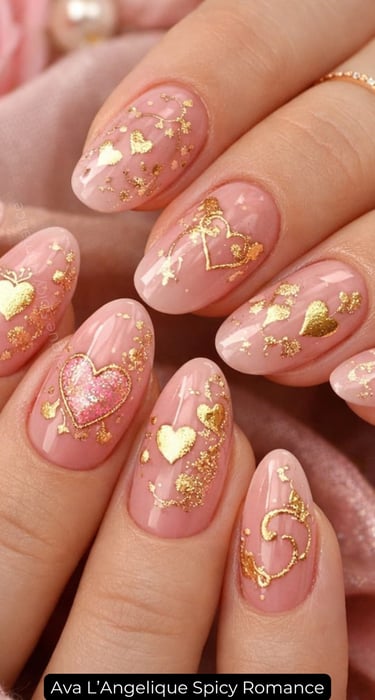 By Ava L’Angelique. Romantic pink nails with glossy finish for everyday style