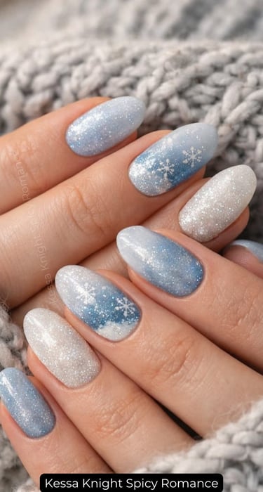 By Kessa Knight. Winter date night nails romantic low light aesthetic