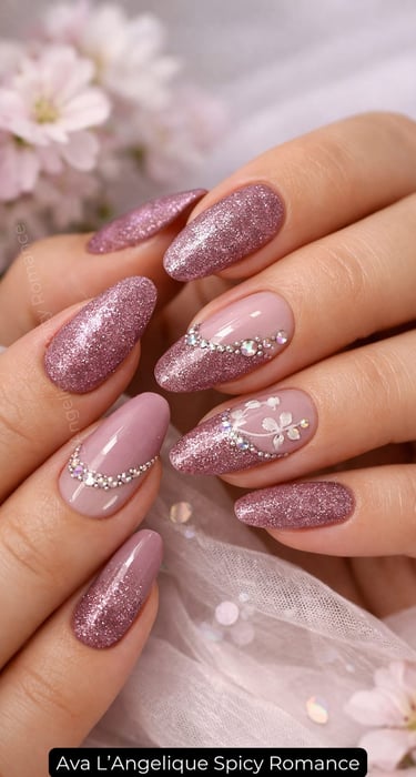 By Ava L’Angelique. Pink glitter nails, Nail Designs Trending Now, cute pink nails, pink nails ideas