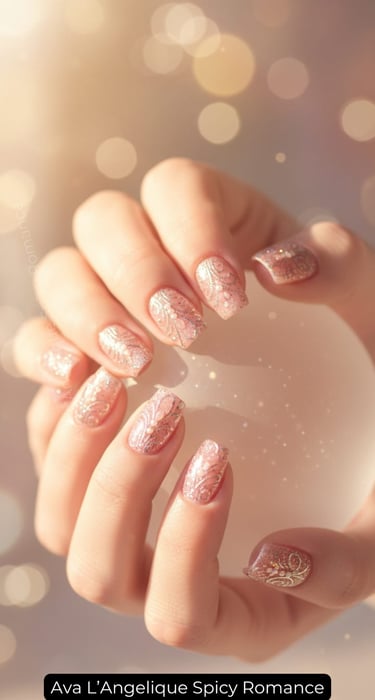 By Ava L’Angelique. Pink glitter nails, date night beauty, pink nails acrylic, Elegant Nails