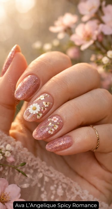 By Ava L’Angelique. Pink glitter nails, Classy And Elegant Nails, Neutral Nails, cute pink nails