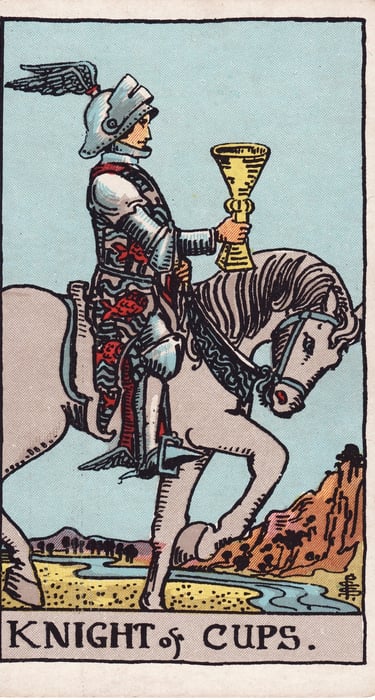 Knight of Cups meaning upright and reversed tarot card reading