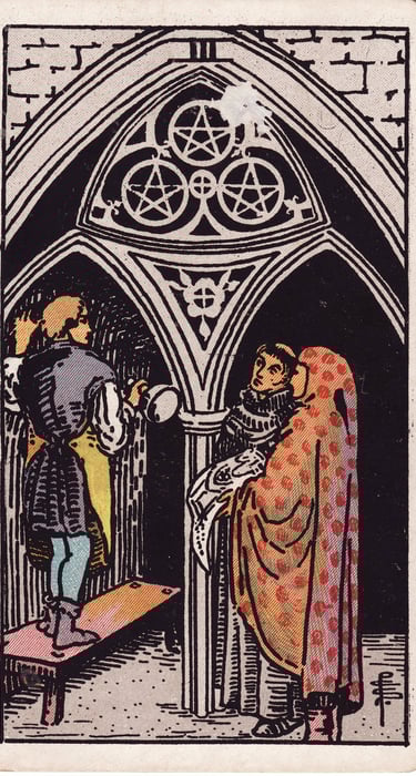 Three of Pentacles meaning upright and reversed tarot card reading