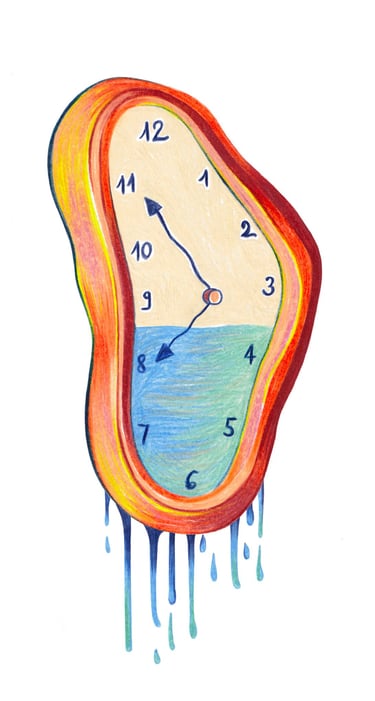 a clock with dripping paint and dripping paint on it