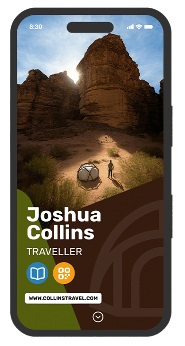 explore the world: a digital business card design for travelers and adventurers
