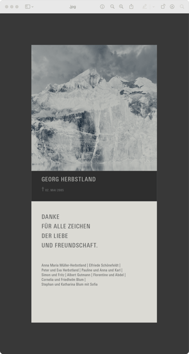 Digitale Trauer-Dankkarte in korrespondierendem Design