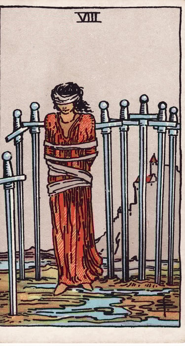 Eight of Swords meaning upright and reversed tarot card reading