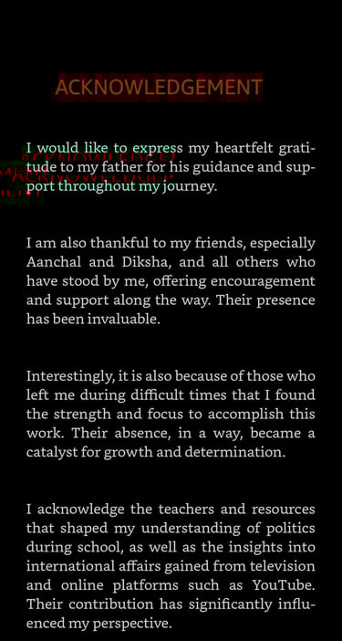 Acknowledgement of the book "The Unlikely Laureate" written by Author Piyush Singh