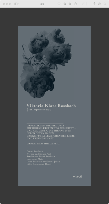 passende digitale Dankkarte mit Blütenmotiv in korrespondierenden Farben