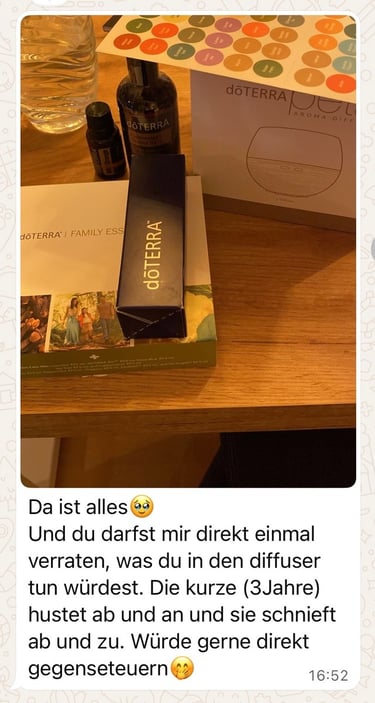 Kundinnenrückmeldung zur Anwendung ätherischer Öle bei Husten im Alltag