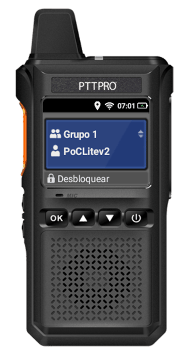 Radio PoC portátil PoCLite V2 TA710A con conectividad 4G LTE y batería de 4000 mAh y NFC para rondin