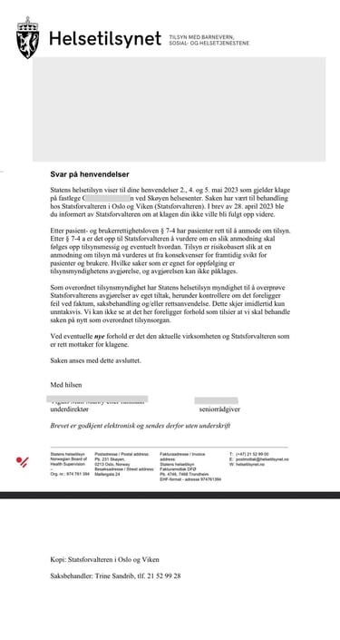 Statsforvalteren,Christer T. Larsen, oslo kommune frogner helse, medpoint as,Skøyen Helsesenter