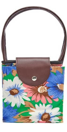 a small purse with a floral print on it