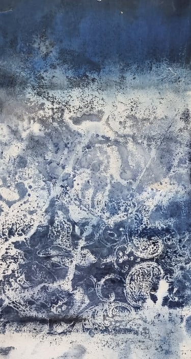 motifs tissus à l'encre sur papier destinés au collage sur toile