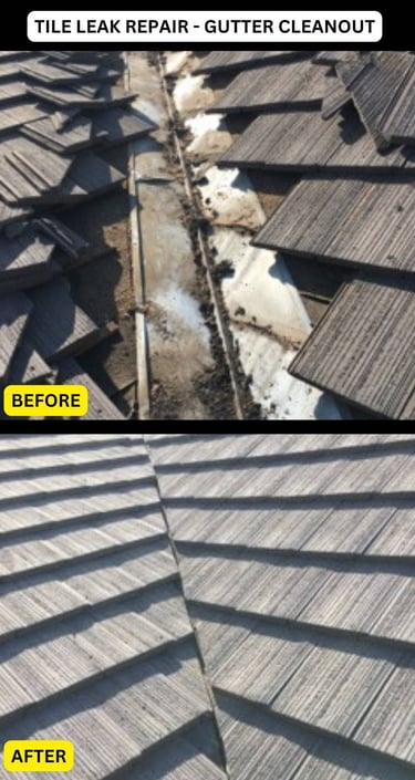 Tile roof leak roof repair on house in Fresno, CA