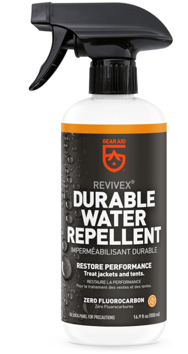 a bottle of revivex waterproofer spray