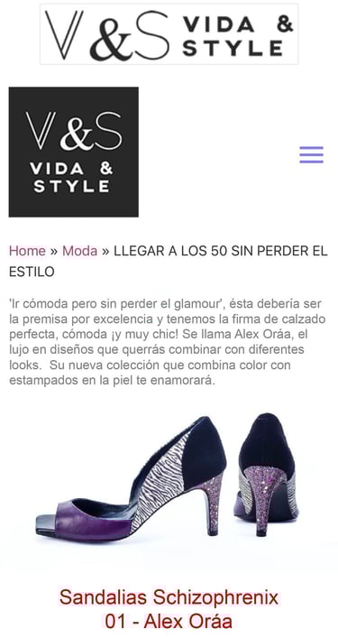 Mención de la marca Alex Oráa en artículo de la revista Vida&Style