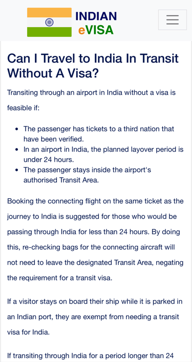 Indicaciones sobre la visa de transito a india 