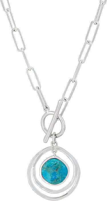 Modernist Sterling Silver Necklace. Compressed Turquoise Pendant. Silpada
