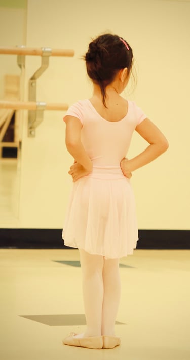 A young girl in a ballet outfit