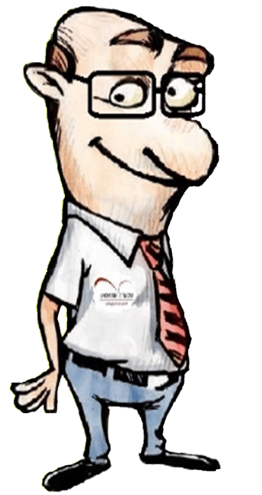 a cartoonish man with glasses and a tie