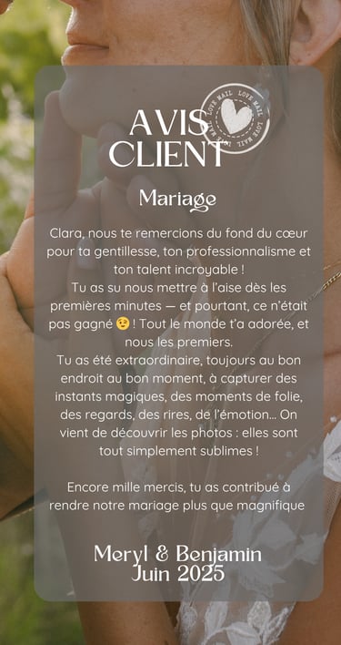 avis des mariés pour les photos de leur mariage