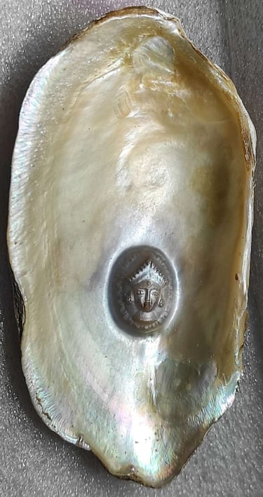 "Handcrafted divine face cultured pearl–approx 11mm white pearl, nucleus grown-Export-grade"