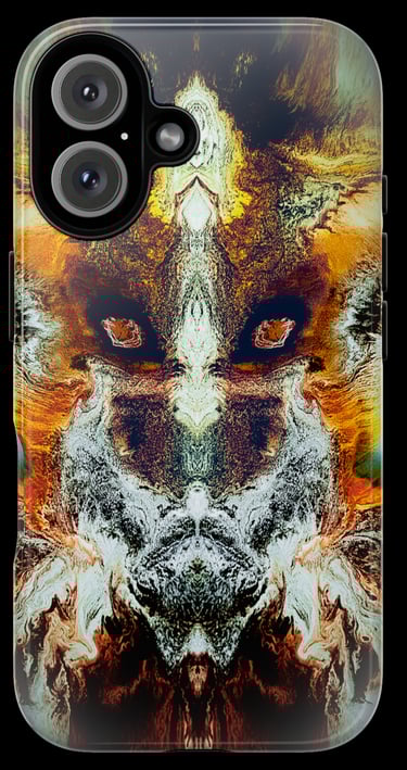 Radioactive phone case featuring abstract paint-based artwork