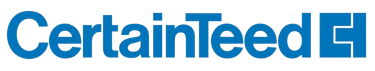 CertainTeed blue building materials company logo isolated on a black background.