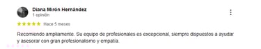 comentario de cliente satisfecho con el servicio