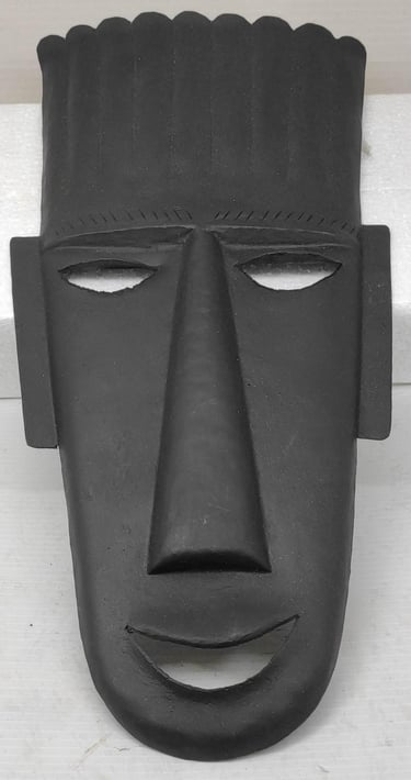 "Ethnic Bastar-style iron mask–handcrafted cultural wall piece-for worldwide trade"