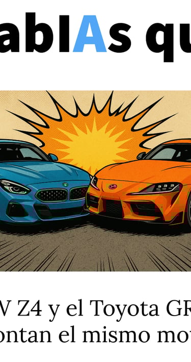 Dibujo de dos coches diferentes enfrentados que tienen el mismo motor.