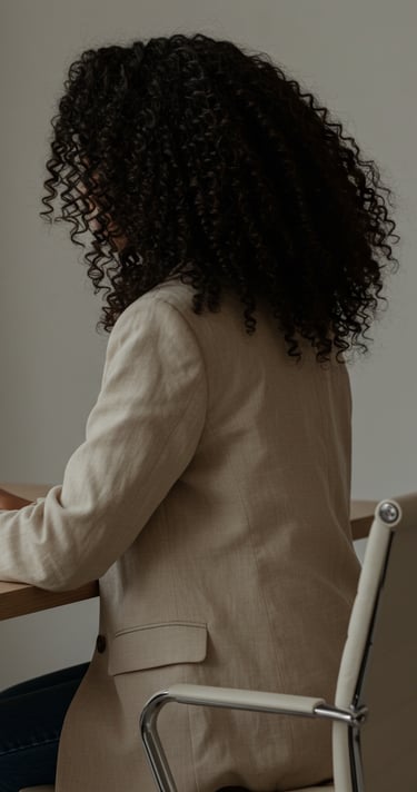 female business coach sat in front of computer