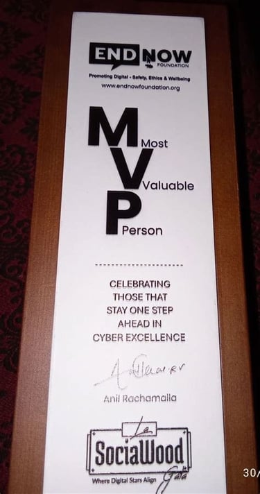 No.1 Cyber Investigator Award 2024 G Vimal Kumar Most Valuable Person 8977308555 Cyber Privilege 