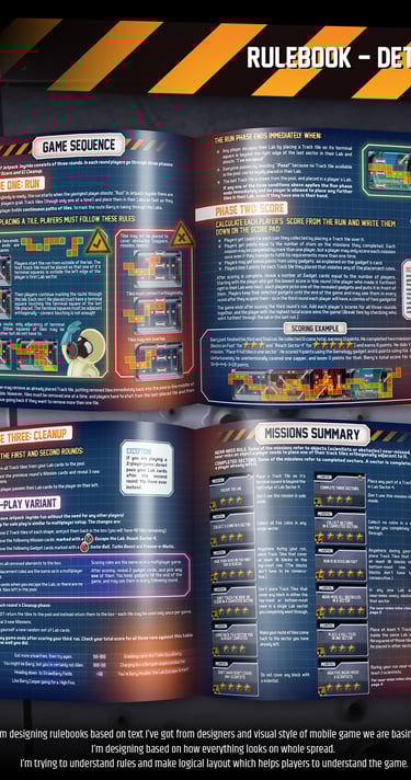 I'm designing rulebooks based on text I've got from game designers