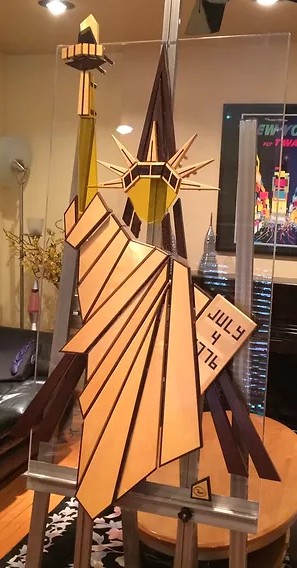 LADY LIBERTY easel pic-art on clear plexi-richWOODart.com-28"x49"-31 lbs.