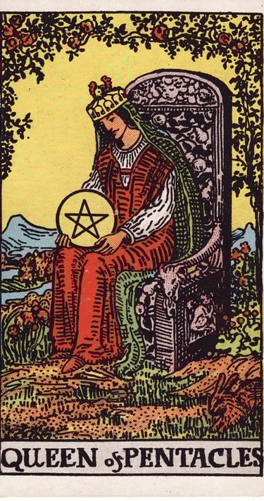 Queen of Pentacles meaning upright and reversed tarot card reading